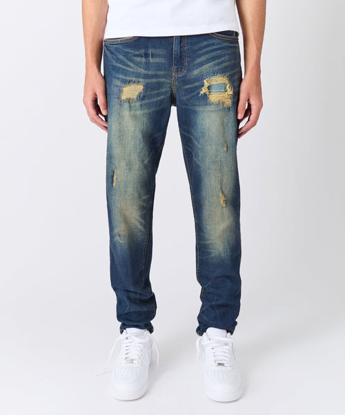 Essential Distressed Skinny Jeans - Dark Blue