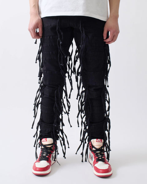 Fringe Skinny Jeans - Black