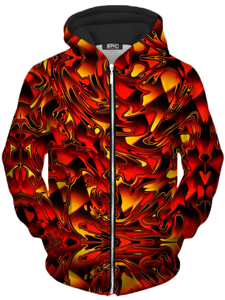Fire Chromatic Melt Unisex Zip-Up Hoodie