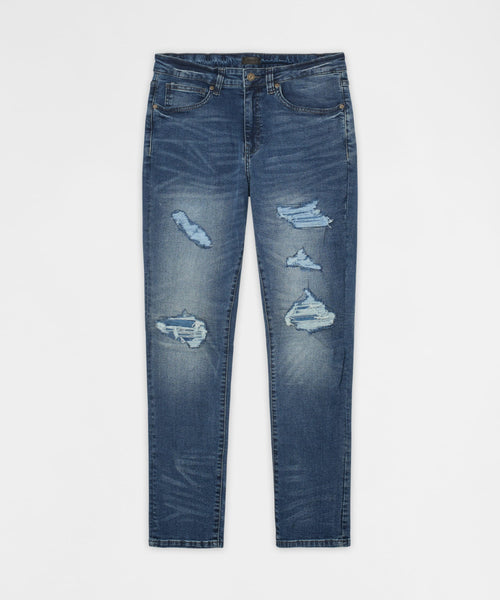 Classic Distressed Skinny Jeans - Medium Indigo