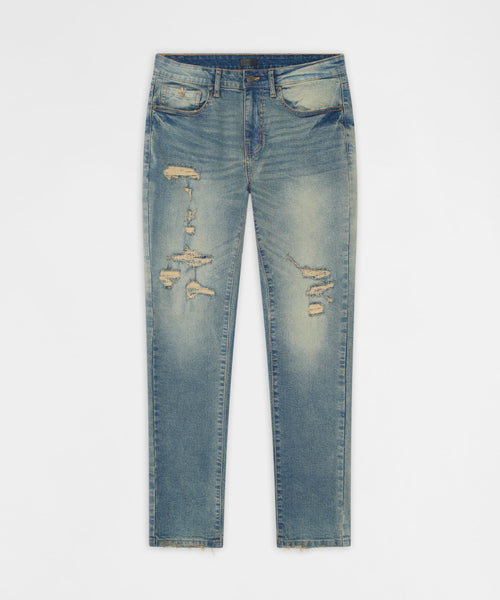 Drifter Distressed Skinny Jeans - Medium Indigo