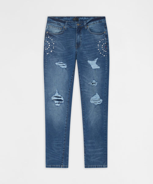 Starburst Studded Skinny Jeans - Blue