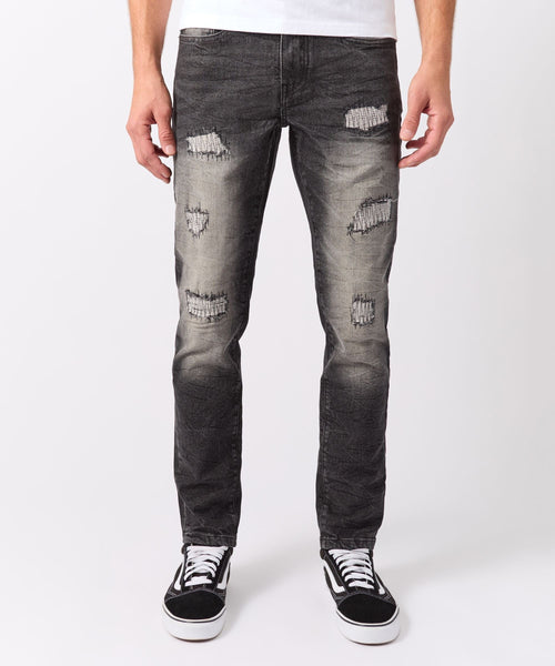 Smokey Distressed Skinny Jeans - Grey