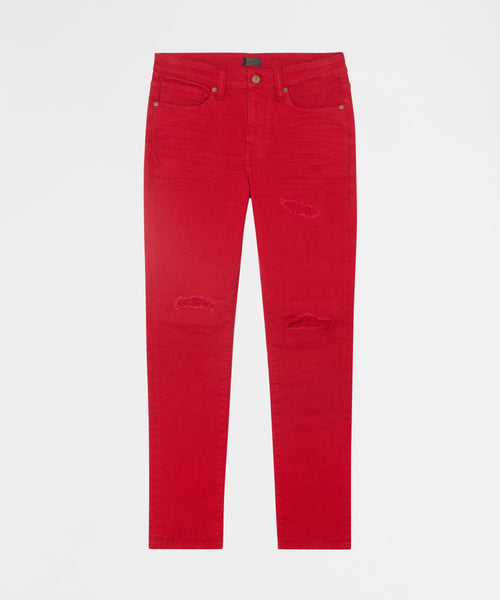 Classic Denim Ripped Skinny Jeans - Red
