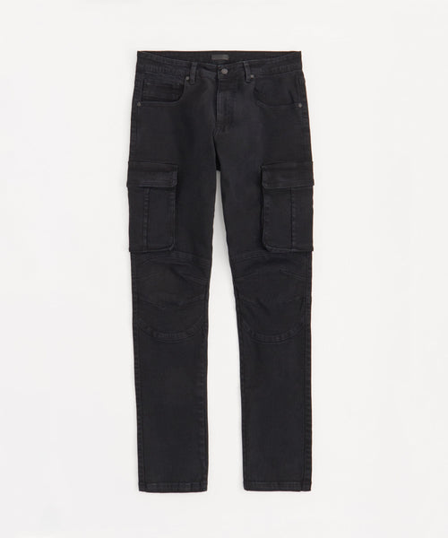Utility Cargo Denim Skinny Jeans - Black