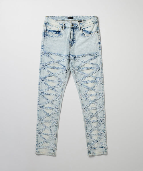 Crisscross Kid's Distressed Skinny Jeans - Light Blue