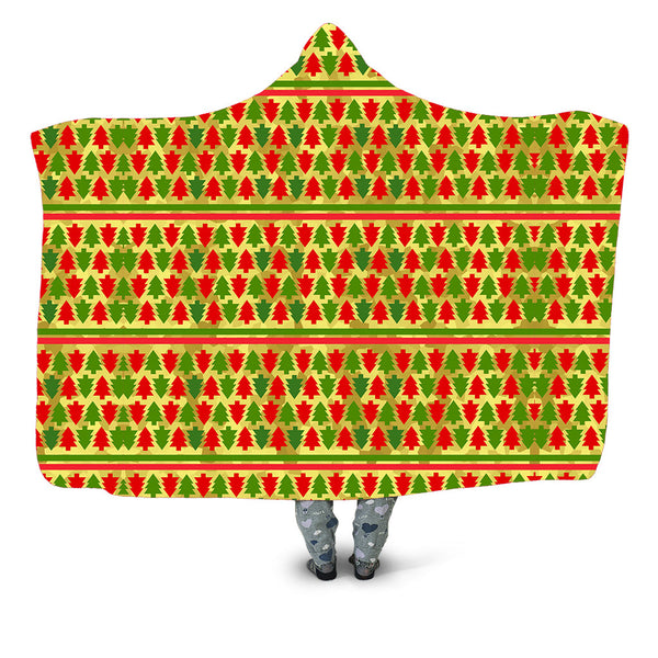 Festive Christmas Trees Hooded Blanket